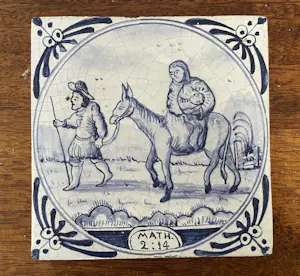 Onbekend - Set van 11 blauw witte handbeschilderde wandtegels met Bijbelse voorstelling kopen? Bied vanaf 50!