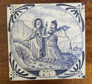 Onbekend - Set van 11 blauw witte handbeschilderde wandtegels met Bijbelse voorstelling kopen? Bied vanaf 50!