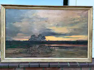 Cornelis Johannes van der Aa - Twents landschap in schemerlicht verkauft für € 99!