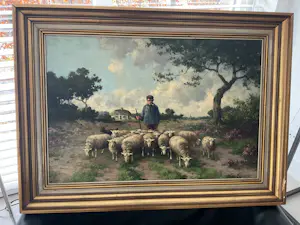 Jozef Gindra - Brabants landschap met herder en kudde kopen? Bied vanaf 250!