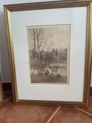 Onbekend - Set van twee etsen: Noord-Europees landschap kopen? Bied vanaf 35!