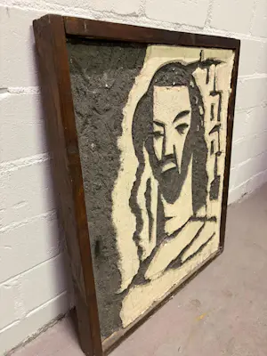 Jan Gierveld - Jezus Christus reliëf in beton en gips kopen? Bied vanaf 120!