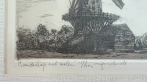 Cor van der Woerd - Landschap met molen kopen? Bied vanaf 35!