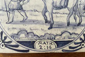 Onbekend - Set van 11 blauw witte handbeschilderde wandtegels met Bijbelse voorstelling kopen? Bied vanaf 50!