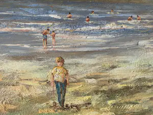 Paul Boutry - Plage animée / Levendige strandscène / spelende kinderen op het strand kopen? Bied vanaf 180!