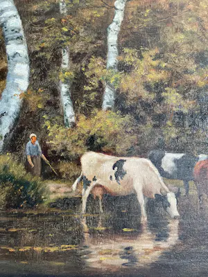 H.A. Willenborg - Boer geeft zijn koeien water aan het meer kopen? Bied vanaf 140!