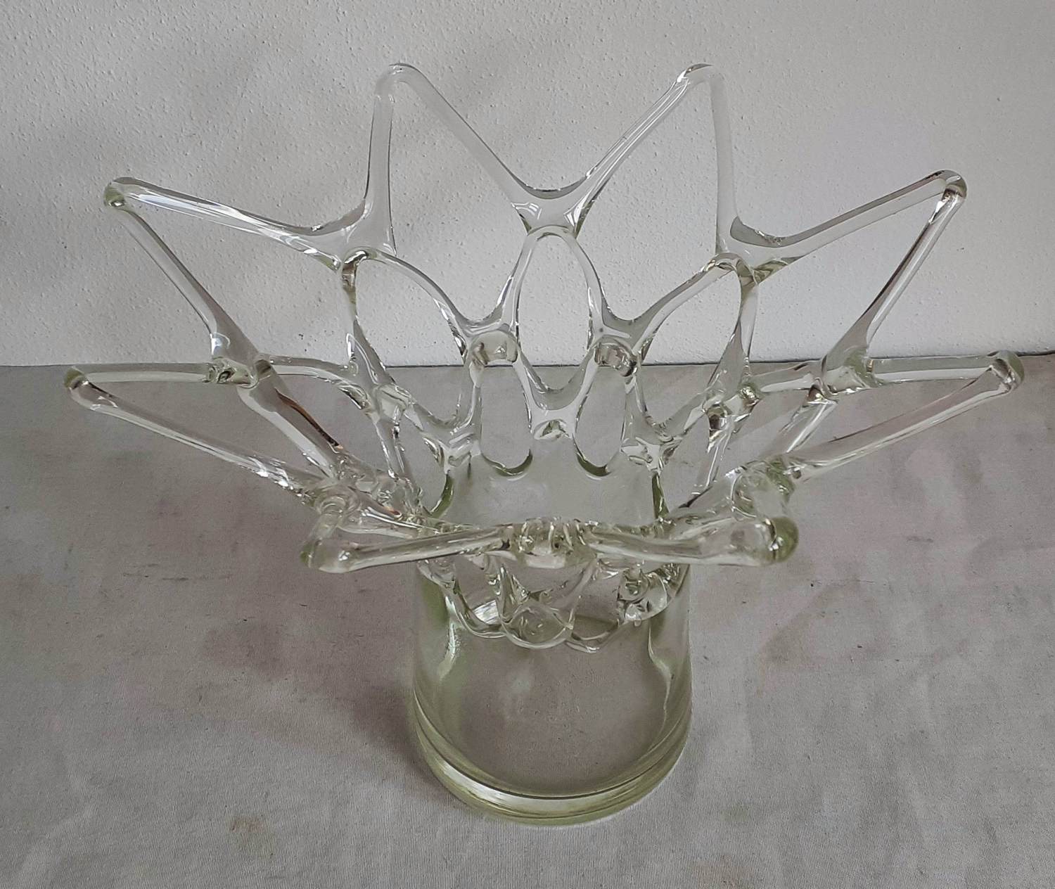 Onbekend - Handgeblazen "tralie" vaas in glas/kristal kopen? Bied vanaf 10!