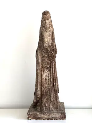 Nicolaas van der Kreek - Treurend vrouwenfiguur met bloemen kopen? Bied vanaf 300!