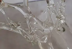 Onbekend - Handgeblazen "tralie" vaas in glas/kristal kopen? Bied vanaf 10!