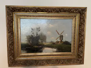 AcheterOnbekend - Landschap met water, koeien en molen? Enchérissez de 200!