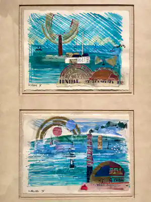 Henk de Vos - collage II + III - zee / haven verkauft für € 300!