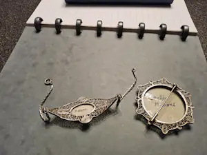 Zilver - zilver filigree broche en armbandje met ingewerkt delfts blauw kopen? Bied vanaf 50!
