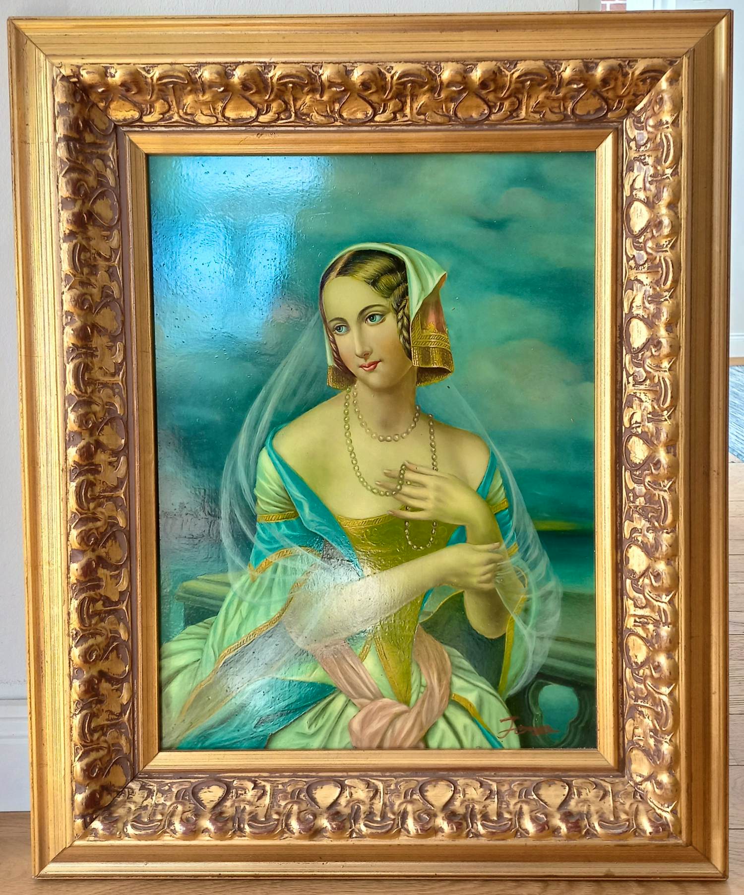 Onbekend - Elegante vrouw met sluier en parelketting kopen? Bied vanaf 50!