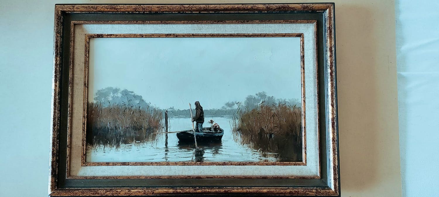 Frits Goosen - Man met hond in bootje kopen? Bied vanaf 325!