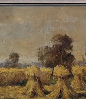 Clemens Wolters - Landschap met hooibergen kopen? Bied vanaf 50!