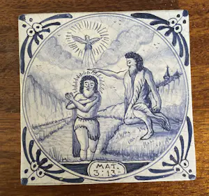 Onbekend - Set van 11 blauw witte handbeschilderde wandtegels met Bijbelse voorstelling kopen? Bied vanaf 50!