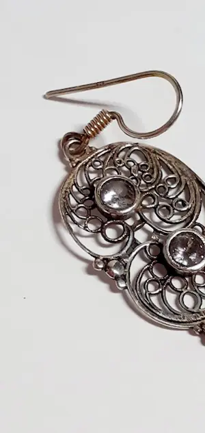 Vintage Zilveren halve engelen vleugel oorbellen met Bergkristal kopen? Bied vanaf 25!