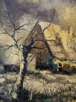 Onbekend - Sneeuwlandschap met huizen. kopen? Bied vanaf 50!