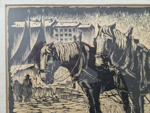 Onbekend - Paarden aan de kade. Monogram. kopen? Bied vanaf 20!