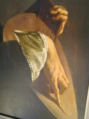 Onbekend - Schilderij van een oude meester, 18e eeuw, Caravaggesk portret, Vlaamse school, muziek kopen? Bied vanaf 350!