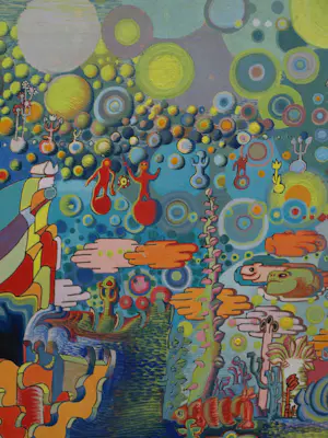 Onbekend - Acryl , ingelijst , Surrealistische voorstelling – Rachel Varekamp - 1970 kopen? Bied vanaf 70!