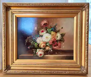 AcheterJan van der Akker - Decoratief bloemstilleven, liggend, olieverf op hout – in fraaie lijst? Enchérissez de 85!