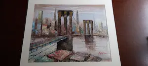 Niet of onleesbaar gesigneerd - New york Brooklyn Bridge kopen? Bied vanaf 1!