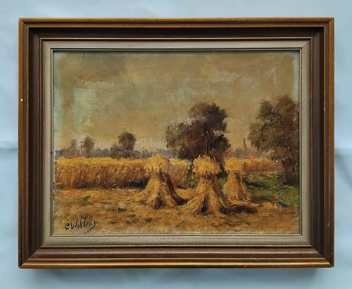 Clemens Wolters - Landschap met hooibergen kopen? Bied vanaf 50!