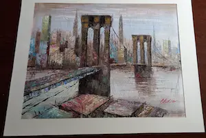 Niet of onleesbaar gesigneerd - New york Brooklyn Bridge kopen? Bied vanaf 1!