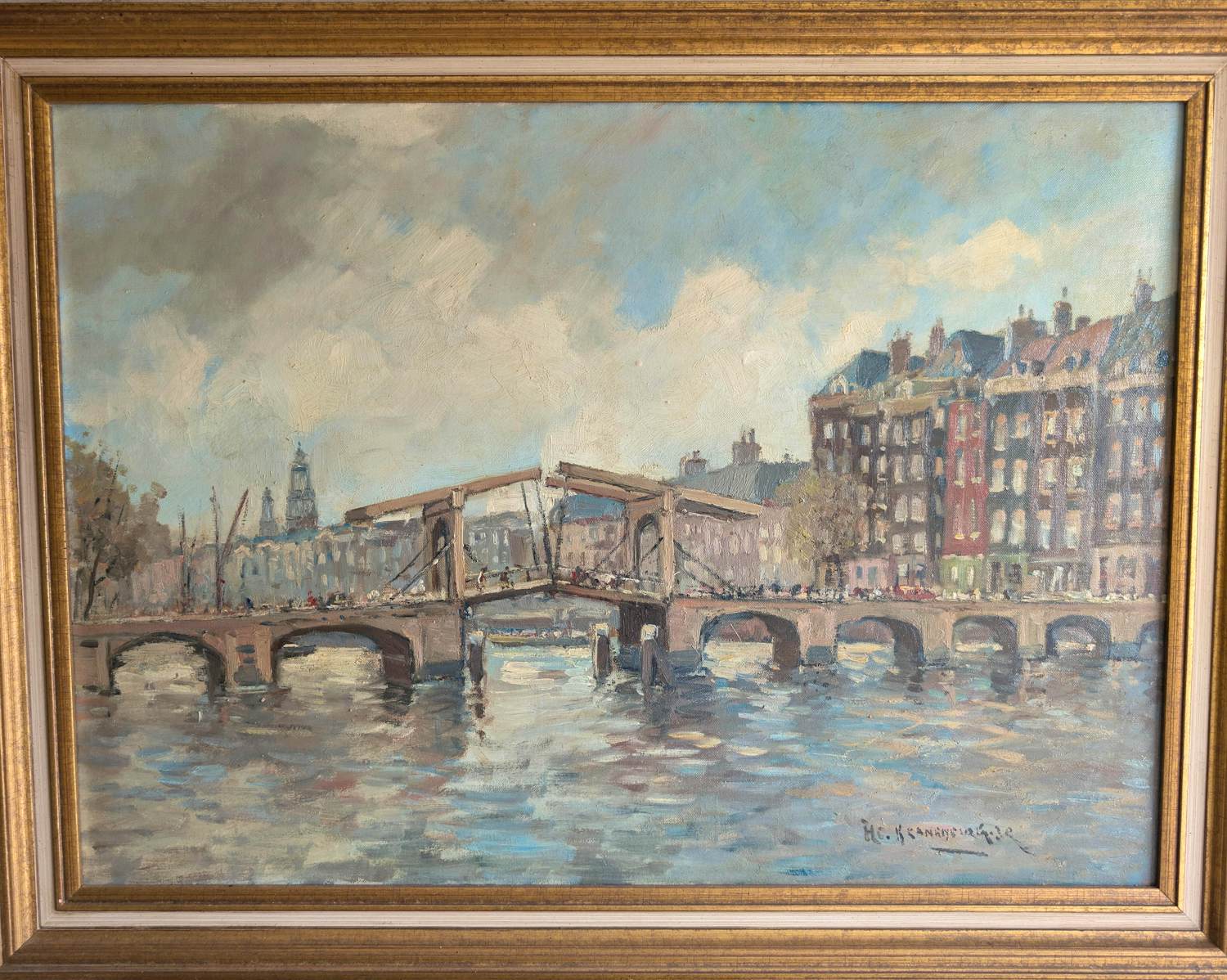 Hendrik Cornelis Kranenburg - De Magere Brug in Amsterdam. kopen? Bied vanaf 175!