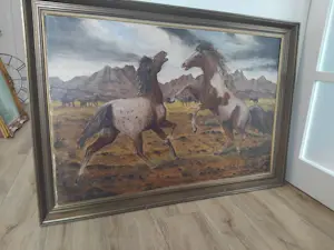 Onbekend - Groot schilderij met paarden kaufen? Bieten Sie von 20!