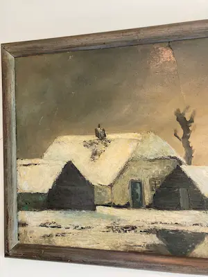 Niet of onleesbaar gesigneerd - Boerderij in winter-landschap kopen? Bied vanaf 1!