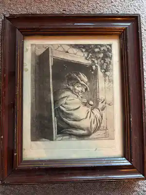 Adriaen van Ostade - Ets The Smoker at the Window / Le fumeur à la fenêtre (De roker aan het venster) verkauft für € 60!