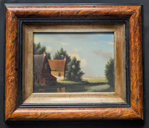 Onbekend - landschap met boerderij. Prachtige kader. kopen? Bied vanaf 39!
