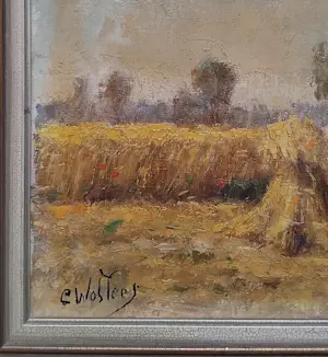 Clemens Wolters - Landschap met hooibergen kopen? Bied vanaf 50!