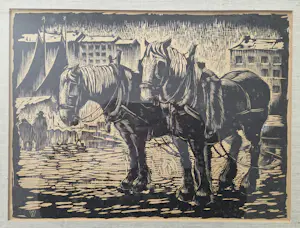 AcheterOnbekend - Paarden aan de kade. Monogram.? Enchérissez de 20!