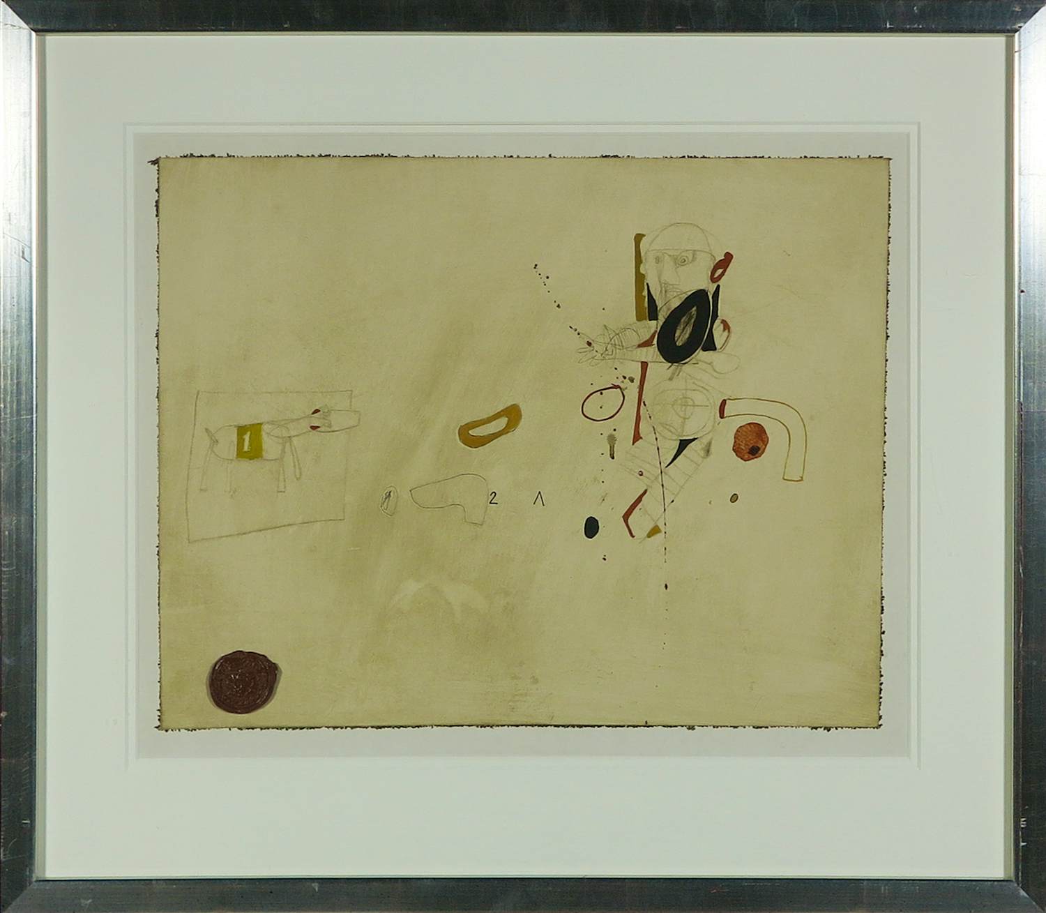 Onbekend - Droge naald en gouache op papier, Zonder titel - Ingelijst kopen? Bied vanaf 100!