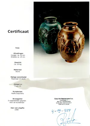 Vasile Soponariu - Bronzen vaas met olifanten kopen? Bied vanaf 350!