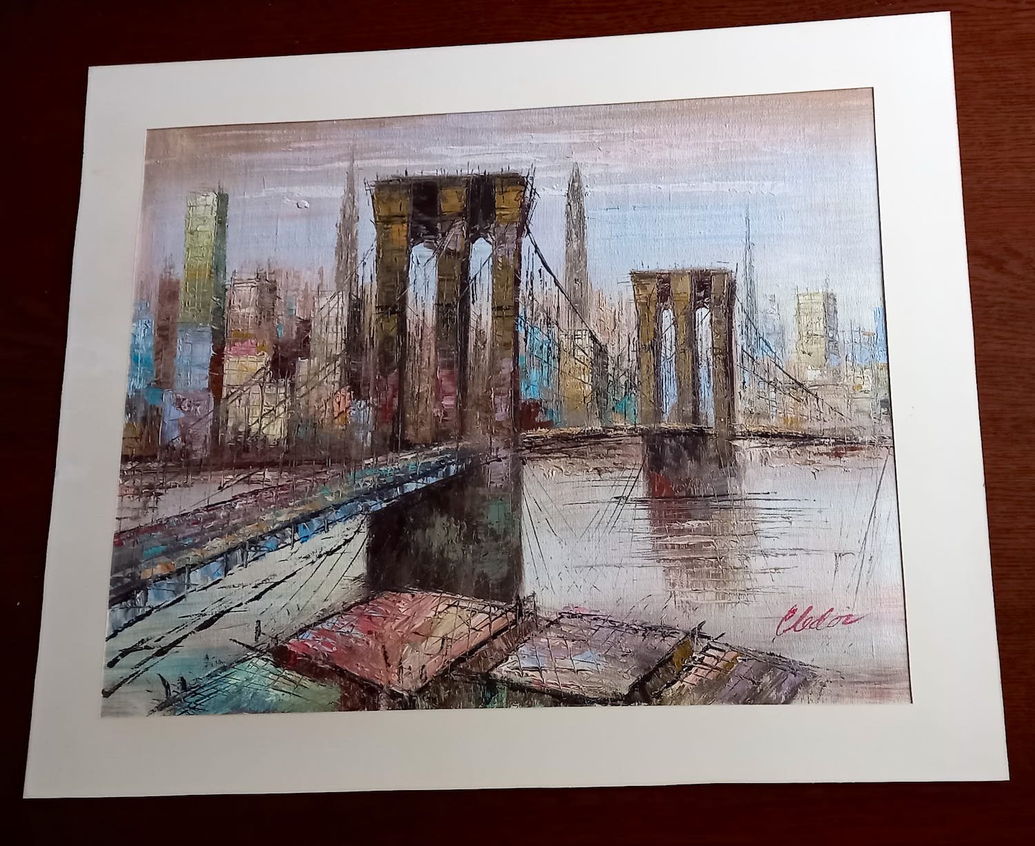 Niet of onleesbaar gesigneerd - New york Brooklyn Bridge kopen? Bied vanaf 1!