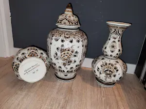 Kunstatelier De Drietand - Vazen set delfts Brown kopen? Bied vanaf 35!