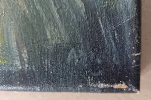 Onbekend - Landschap met bomenrij. Waterkant. kopen? Bied vanaf 100!