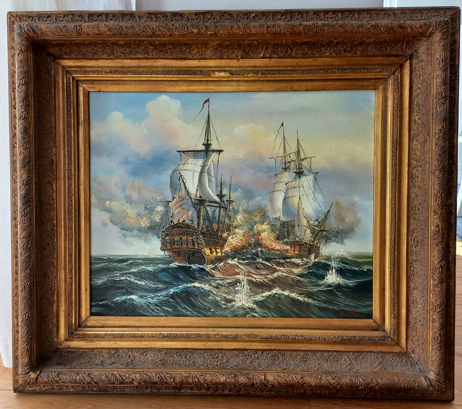 Onbekend - Dramatische zeeslag tussen zeilschepen kopen? Bied vanaf 50!