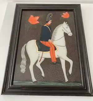 Onbekend - Reverse painting 2 fraaie schilderijen (19e eeuw") ruiters te paard kopen? Bied vanaf 100!