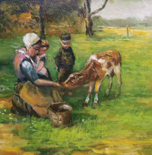 Onbekend - Moeder en kinderen met kalfje. kopen? Bied vanaf 10!