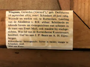 Gerard Wiegman - zeilende platbodems met haven achtergrond kopen? Bied vanaf 150!