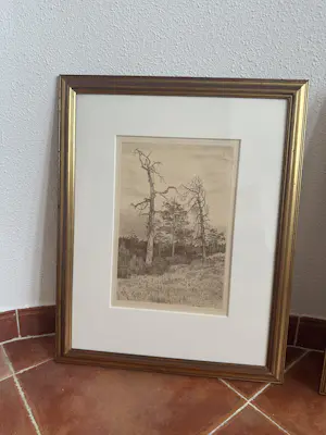 Onbekend - Set van twee etsen: Noord-Europees landschap kopen? Bied vanaf 35!