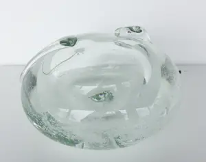 Onbekend - Zwaar rond glasobject met gedraaide vormen kopen? Bied vanaf 60!