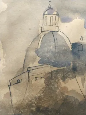 Onbekend - Amsterdams stadsgezicht met de Koepelkerk - Mogelijk Jan Rijlaarsdam (1911-2007) kopen? Bied vanaf 20!