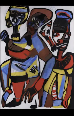 Marthe Nso Abomo - Drie kleurrijke Figuren kopen? Bied vanaf 120!