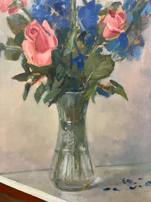 Onbekend - gesigneerd LS, stilleven met vaas met bloemen kopen? Bied vanaf 60!